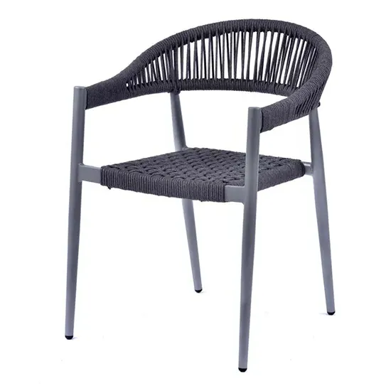 Nardo Rope Weave Arm Chair - Grey, Steel image