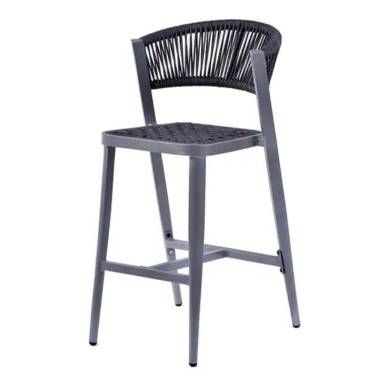 Nardo Rope Weave Bar Chair - Grey, Steel