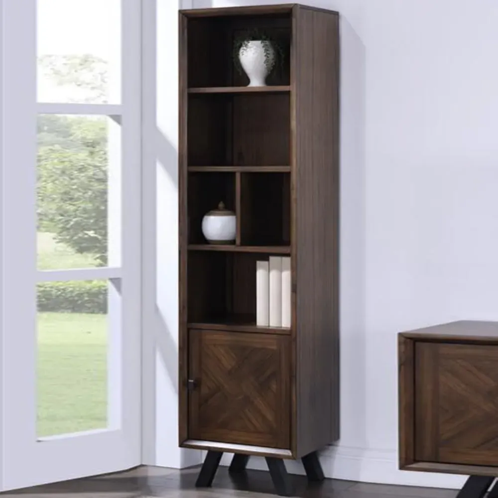 Narva Bookcase with 1 Door - Walnut