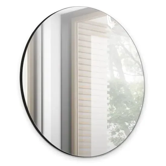 Narva Round Wall Mirror - Black, Wood image