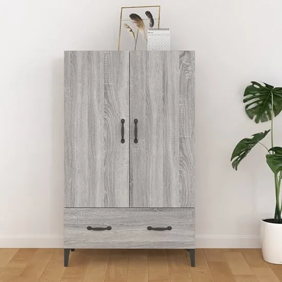 Narvel Highboard with 2 Doors 1 Drawer - Grey, Sonoma Oak image