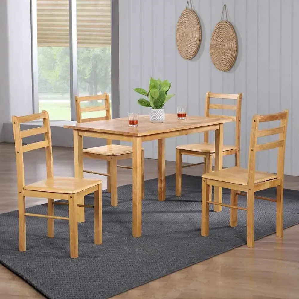 Narvio Dining Table with 4 Chairs - Natural Oak, Wood product