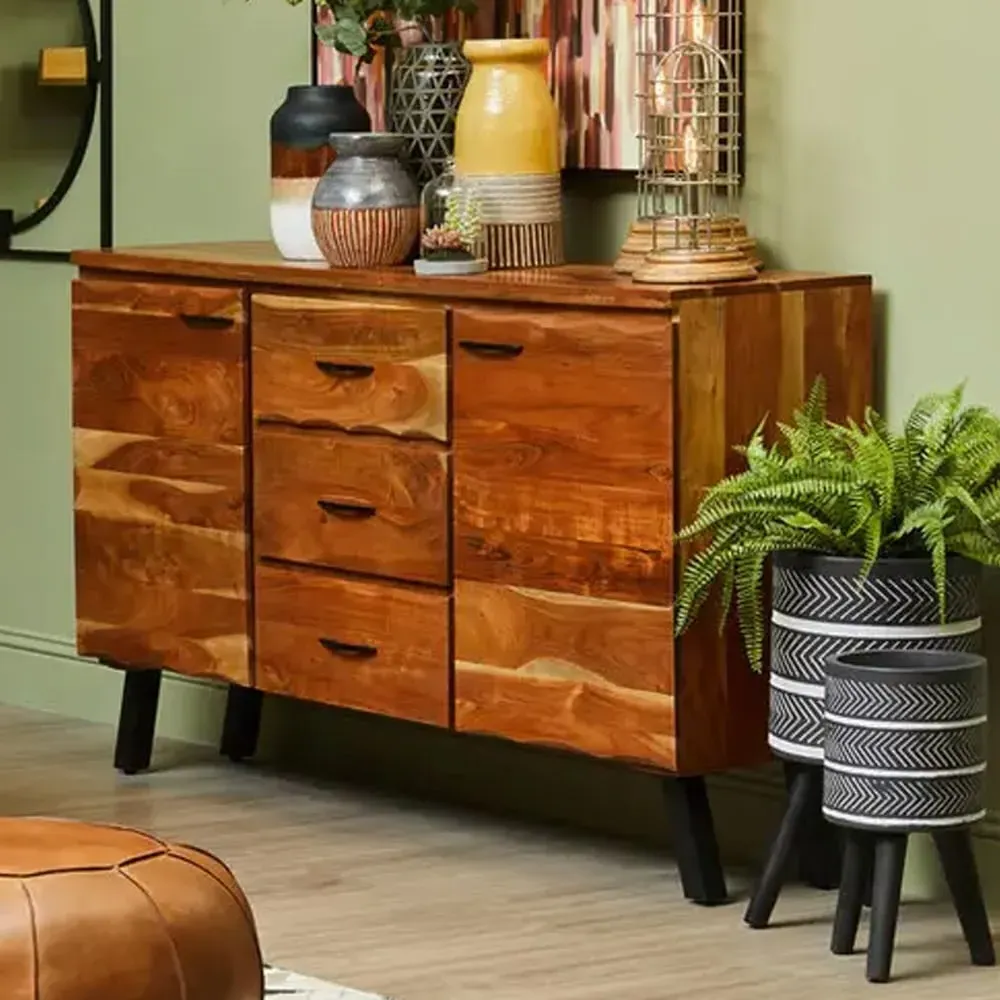 Nashua Wooden Sideboard with 2 Doors 3 Drawers - Natural, Acacia image