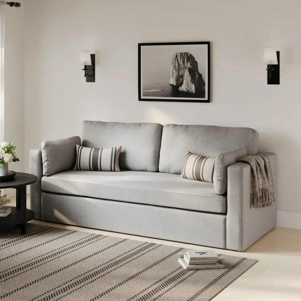 Nashville 3-Seater Sofa - Light Grey, Linen