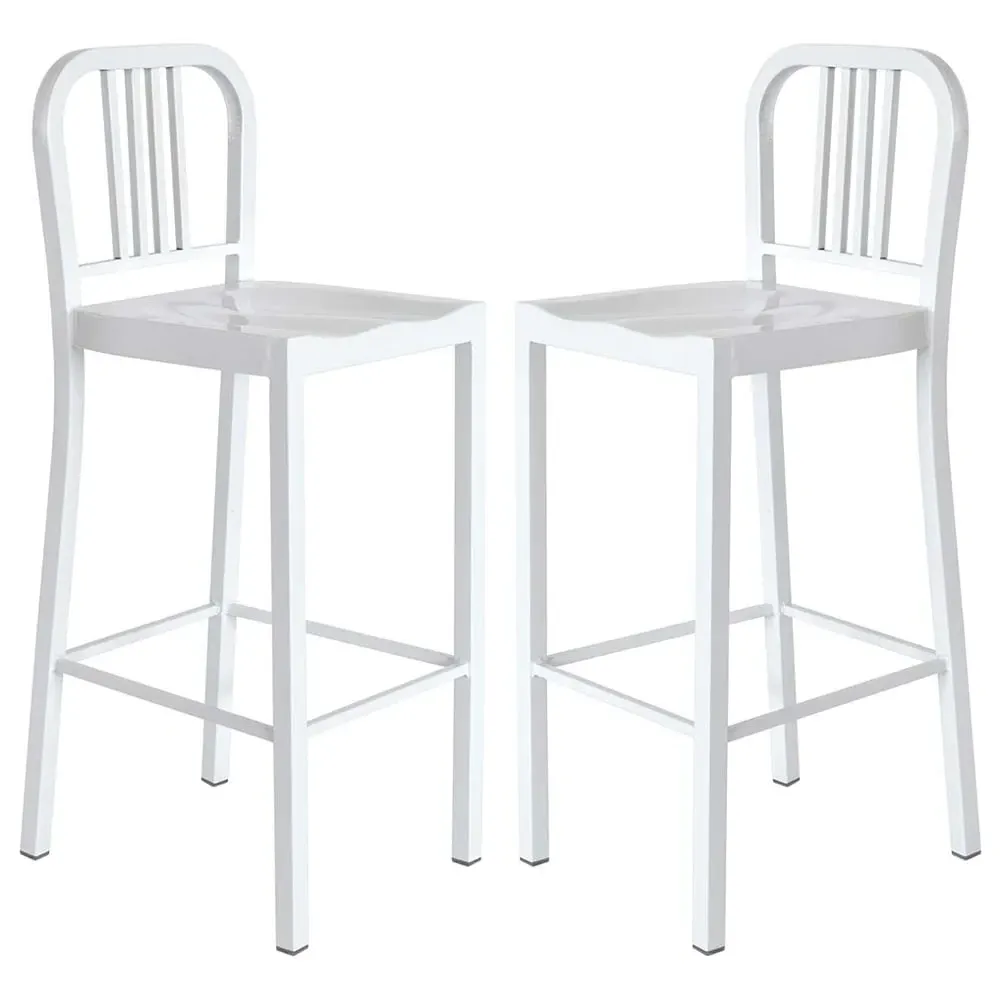 Nashville Metal Bar Stools Pair - White image