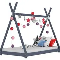 Natara Medium Bed Frame - Grey, Pine Wood