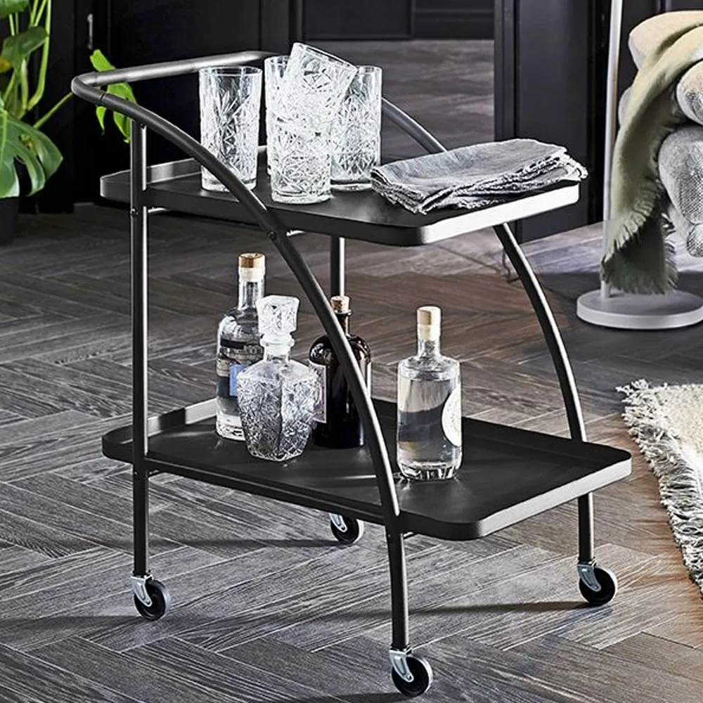 Natchez Metal Drinks Serving Trolley - Black image