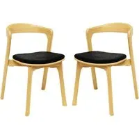 Natchez Stacking Side Chairs with Black Seat - Natural, Oak