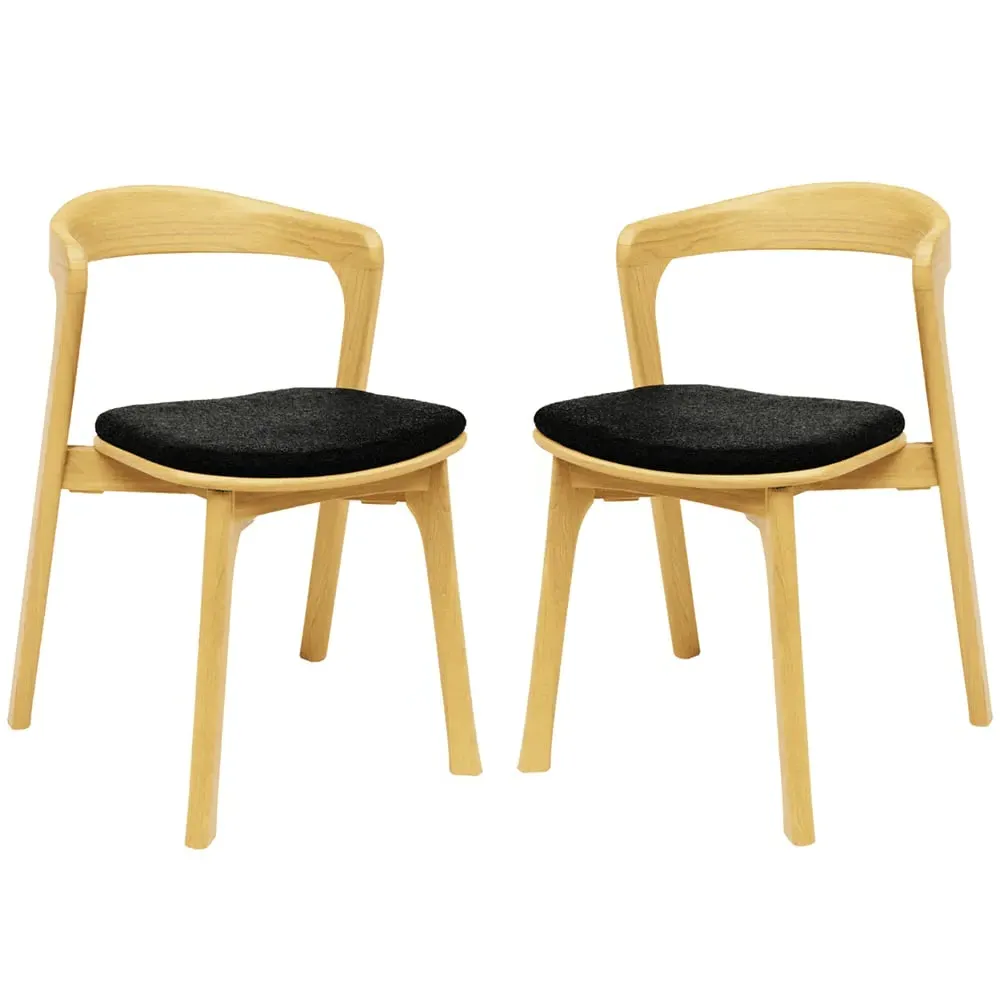 Natchez Stacking Side Chairs with Black Seat - Natural, Oak