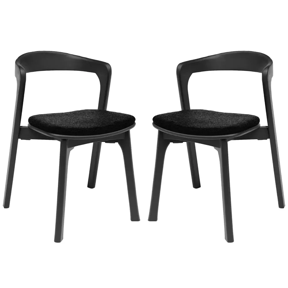 Natchez Stacking Side Chairs with Fabric Seat - Black, Oak