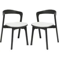 Natchez Stacking Side Chairs with White Seat - Black, Oak