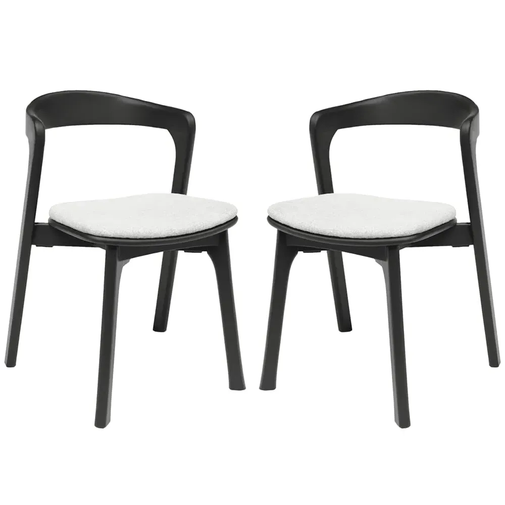 Natchez Stacking Side Chairs with White Seat - Black, Oak