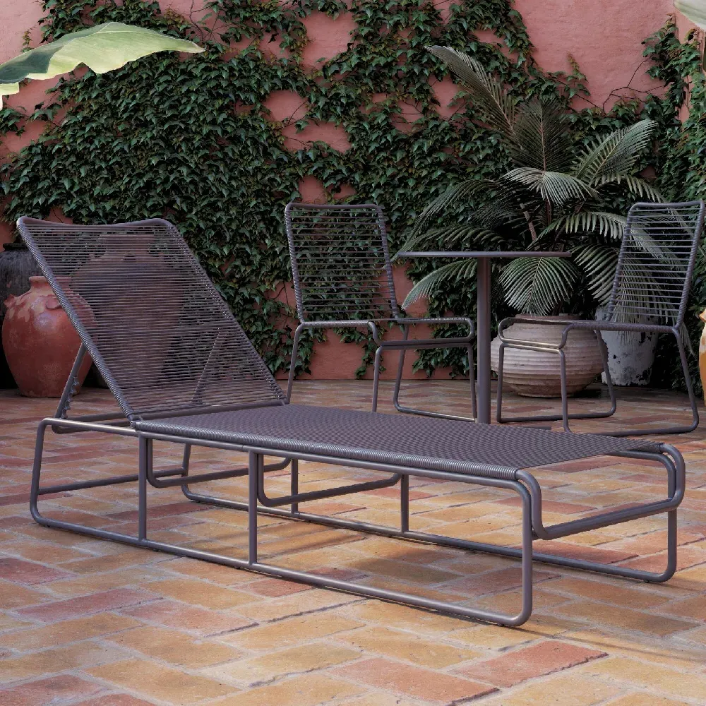 Natick Adjustable Sun Lounger - Charcoal Grey, Metal product