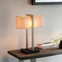 Natick Fabric Table Lamp - Natural, Satin Nickel
