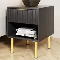 Natick Lamp Table with Drawer - Black