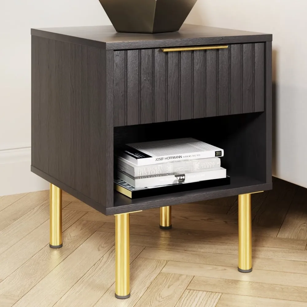 Natick Lamp Table with Drawer - Black image