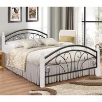 Natick Small Double Bed Frame with Wooden Pillar - White