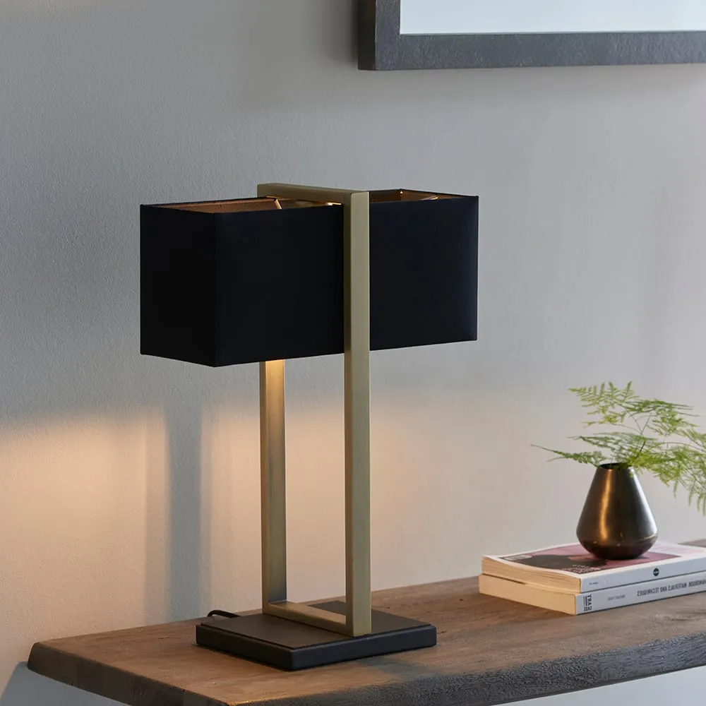 Natick Table Lamp - Black, Fabric image