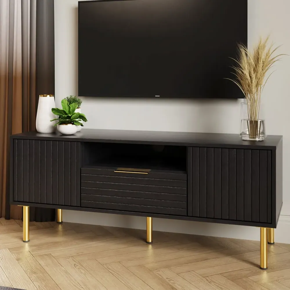 Natick TV Stand with Storage - Black image