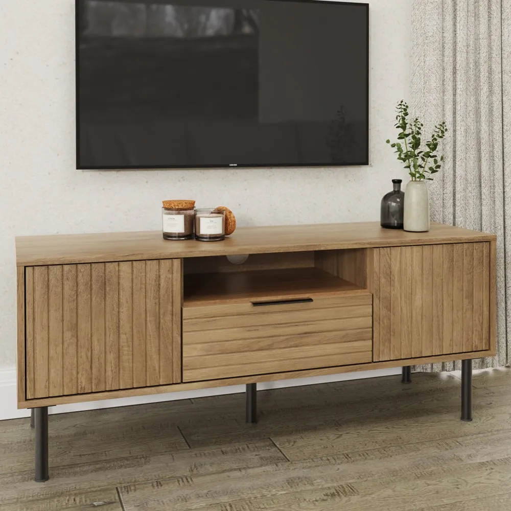 Natick TV Stand with Storage - Oak