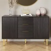 Natick Wooden Sideboard with 2 Doors 3 Drawers - Black