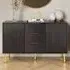 Natick Wooden Sideboard with 2 Doors 3 Drawers - Black