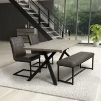 Natore Dining Table with Bench and 2 Aboba Chairs - Grey