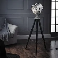 Nautical Tripod Floor Lamp - Polished Nickel, Black alternate view
