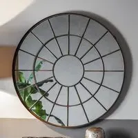 Nauvoo Round Wall Mirror - Bronze, Metal