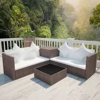 Neath 4 Piece Garden Lounge Set with Storage - Brown, Rattan