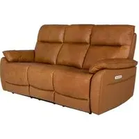 Neci 3-Seater Electric Recliner Sofa - Tan, Leather
