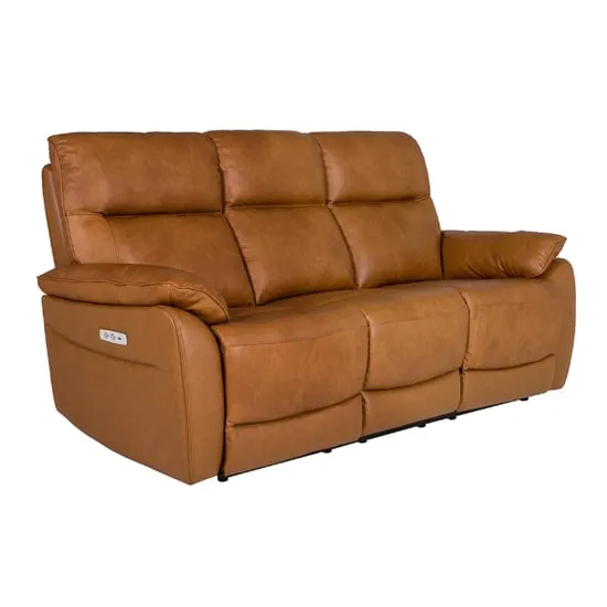 Neci 3-Seater Electric Recliner Sofa - Tan, Leather