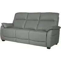 Neci 3-Seater Fixed Sofa - Steel, Leather