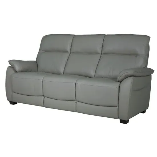 Neci 3-Seater Fixed Sofa - Steel, Leather