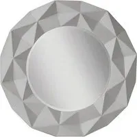 Necro Round Wall Mirror with 3D Frame - Grey, Polyresin