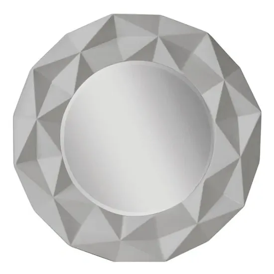 Necro Round Wall Mirror with 3D Frame - Grey, Polyresin image