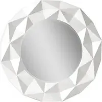 Necro Round Wall Mirror with 3D Frame - White, Polyresin