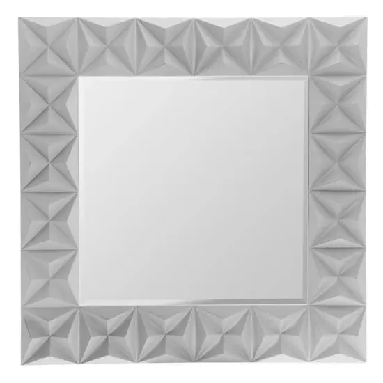 Necro Square Wall Mirror with 3D Frame - Grey, Polyresin