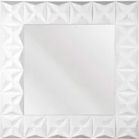 Necro Square Wall Mirror with 3D Frame - White, Polyresin