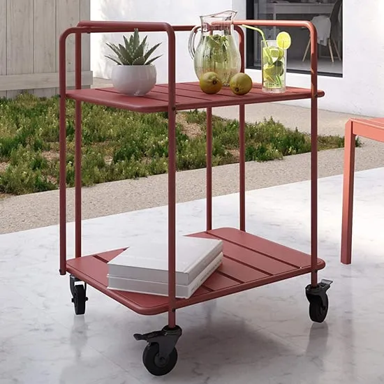 Necton Penelope 2-Shelf Serving Cart - Red, Metal product