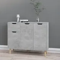 Nedra Wooden Sideboard with 3 Doors 1 Drawer - Concrete Effect