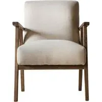 Neelan Fabric Armchair with Wooden Frame - Natural