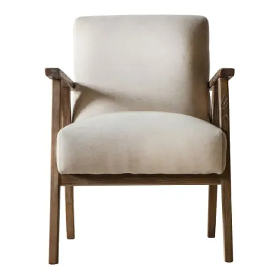 Neelan Fabric Armchair with Wooden Frame - Natural image