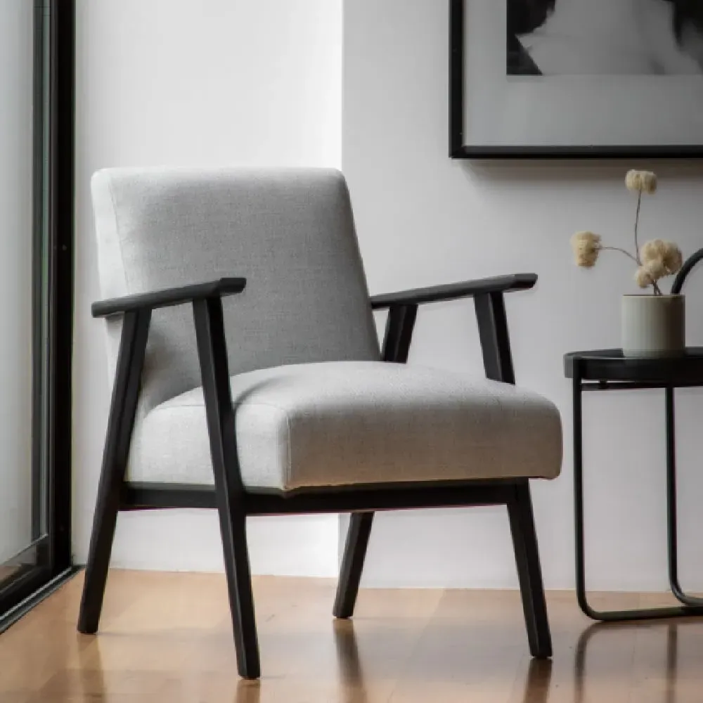 Neelan Fibre Armchair with Wooden Legs - Stone image
