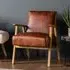 Neelan Leather Armchair with Wooden Frame - Brown