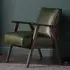 Neelan Leather Armchair with Wooden Frame - Green