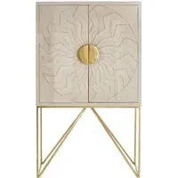 Nekkar Tall Storage Cabinet with 2 Doors - Whitewash, Mango Wood