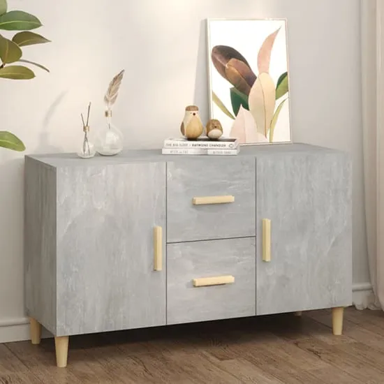 Neola Sideboard with 2 Doors 2 Drawers - Concrete Effect