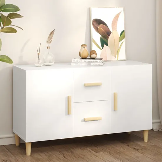 Neola Sideboard with 2 Doors 2 Drawers - White, Engineered Wood