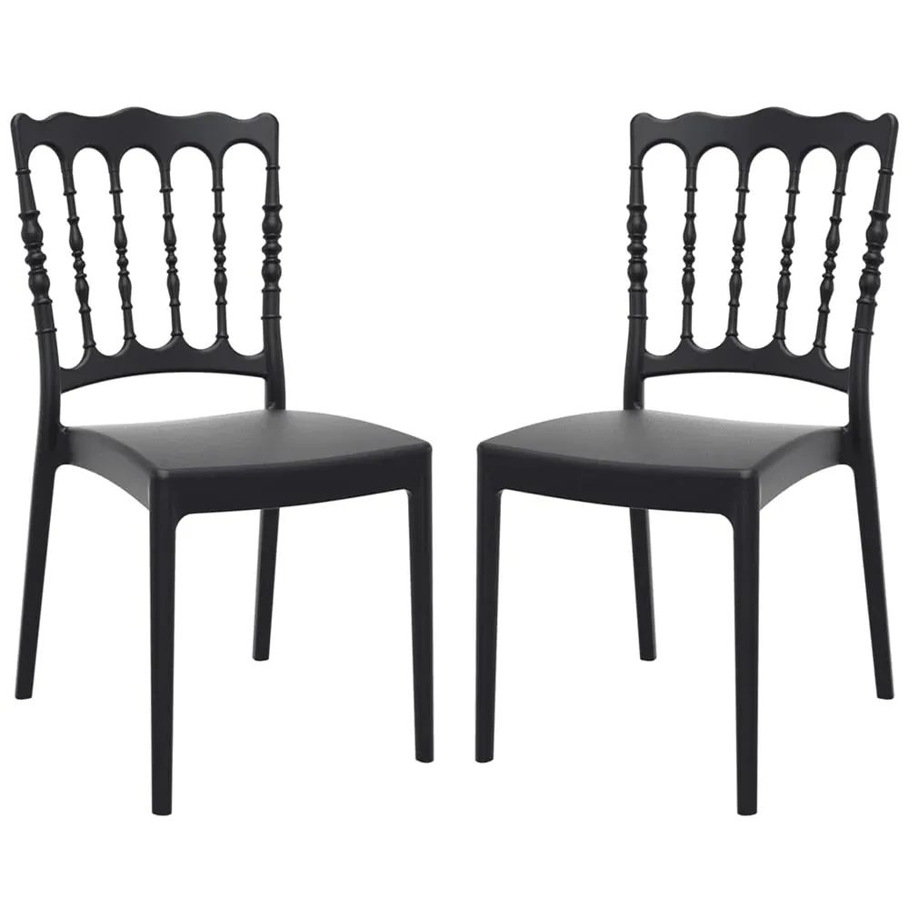 Nepean Stacking Side Chairs Pair - Black, Polypropylene image